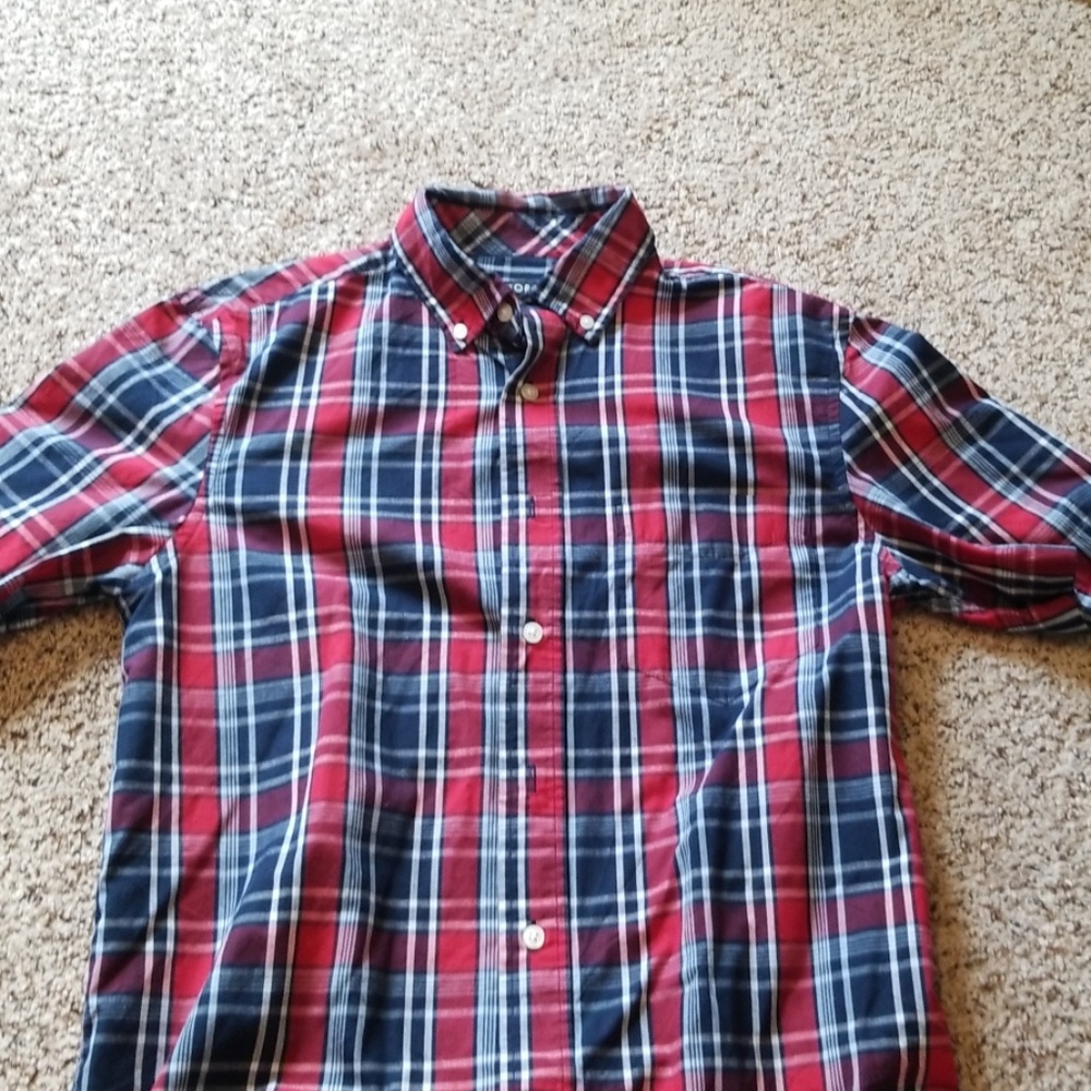 George red button up shirt